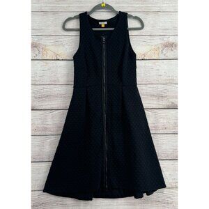 Leifsdottir Front Zip Textured Fit & Flare Sleeveless Dress Women's Size 6 Black